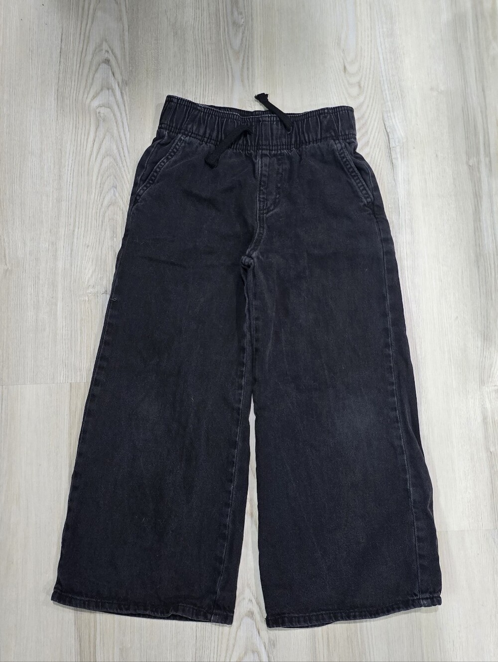 Old Navy Girls High Rise Baggy Black Wide-Leg Pull-On Jeans Size S